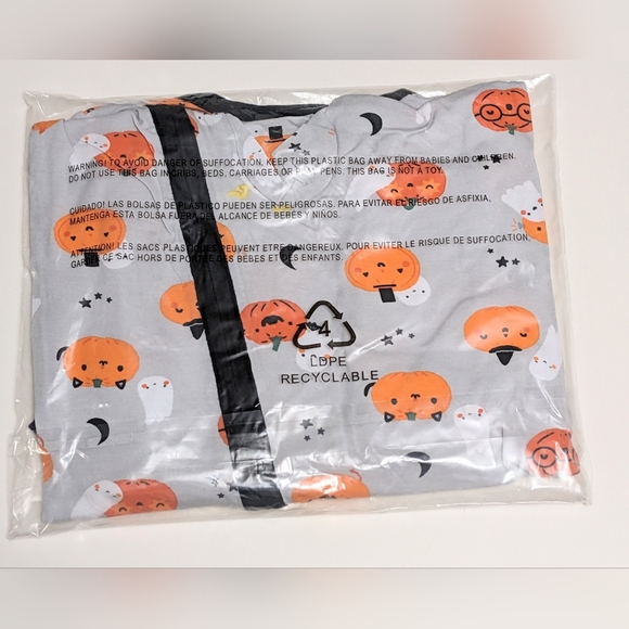 ANGEL DEAR, Bamboo, 2 Way Zipper Romper, Jack-O’-Lantern Print, Various Sizes - Picture 4 of 5